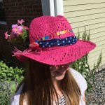 happy hat_pink with rainbow band